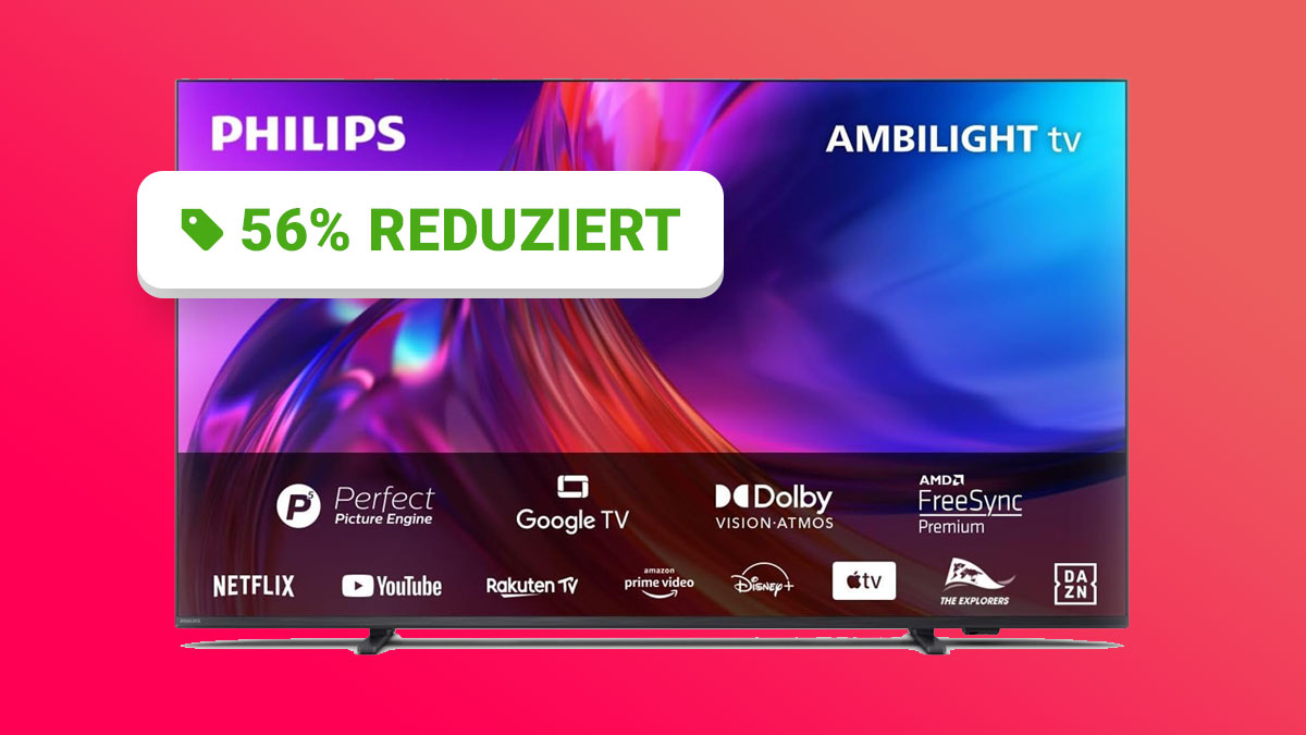 500 Euro günstiger: 50 Zoll 4K-Fernseher von Philips mit Ambilight